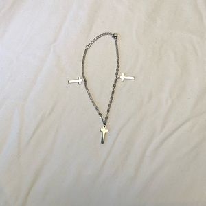 Stainless steel cross anklet
